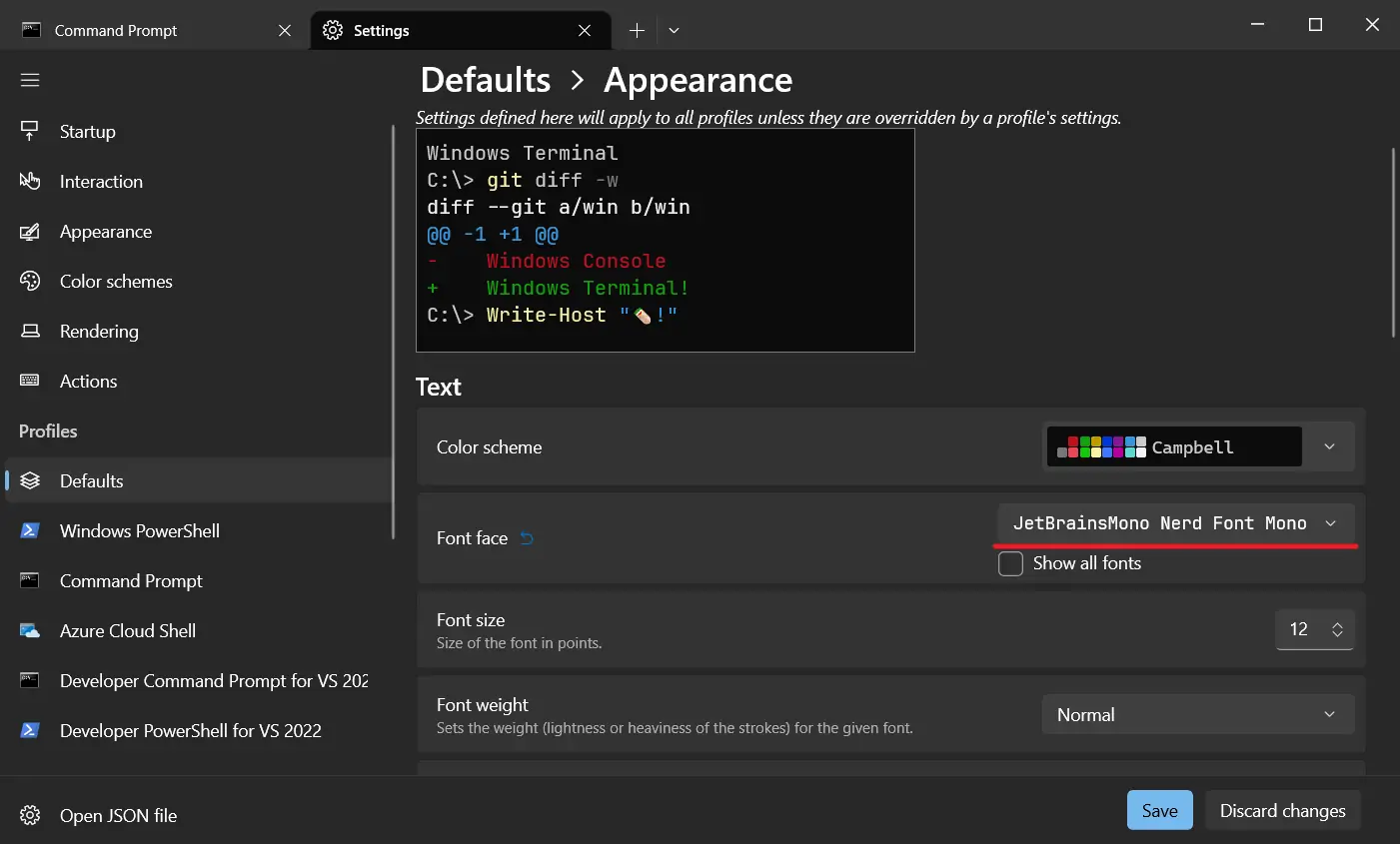 Set Terminal Font