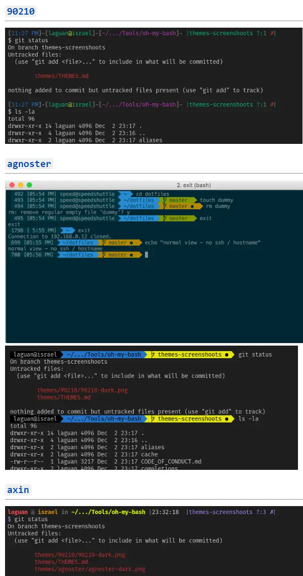 oh-my-bash Theme Examples